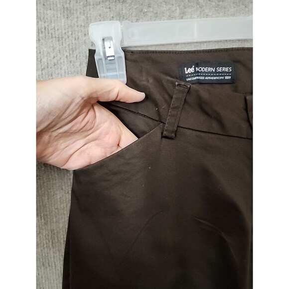 Lee Modern Series Curvy Fit Trouser Pants Women 8 Short Brown Cotton Stretch NEW - Picture 2 of 9